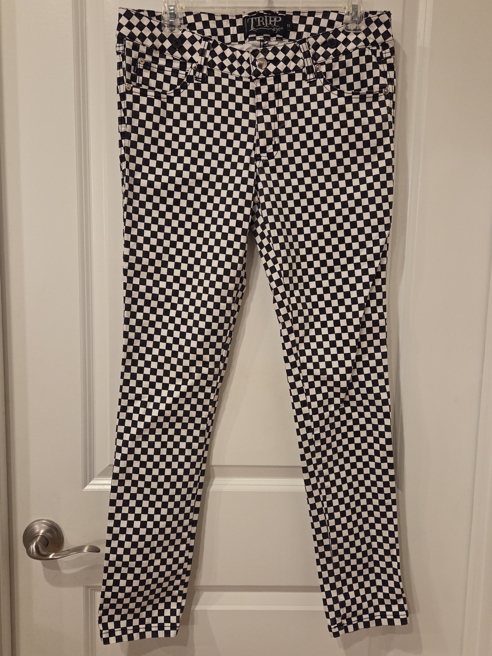 Tripp NYC Black & White Checkerboard Skinny Jeans